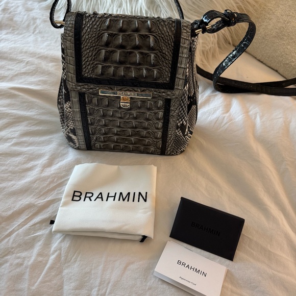 HTF BRAHMIN Margo Steel Fontaine Crossbody - Picture 8 of 8